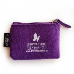 Monedero solidario morado Fundación Síndrome de Dravet vista frontal