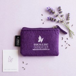 Monedero solidario morado presentación regalo solidario para eventos